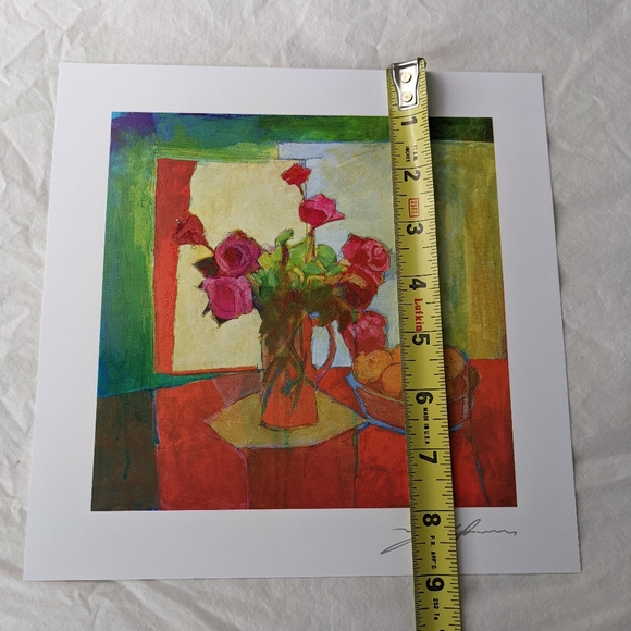 Yuval Wolfson NWOT art print signed archival "Breakfast Table" floral yellow - Picture 9 of 9